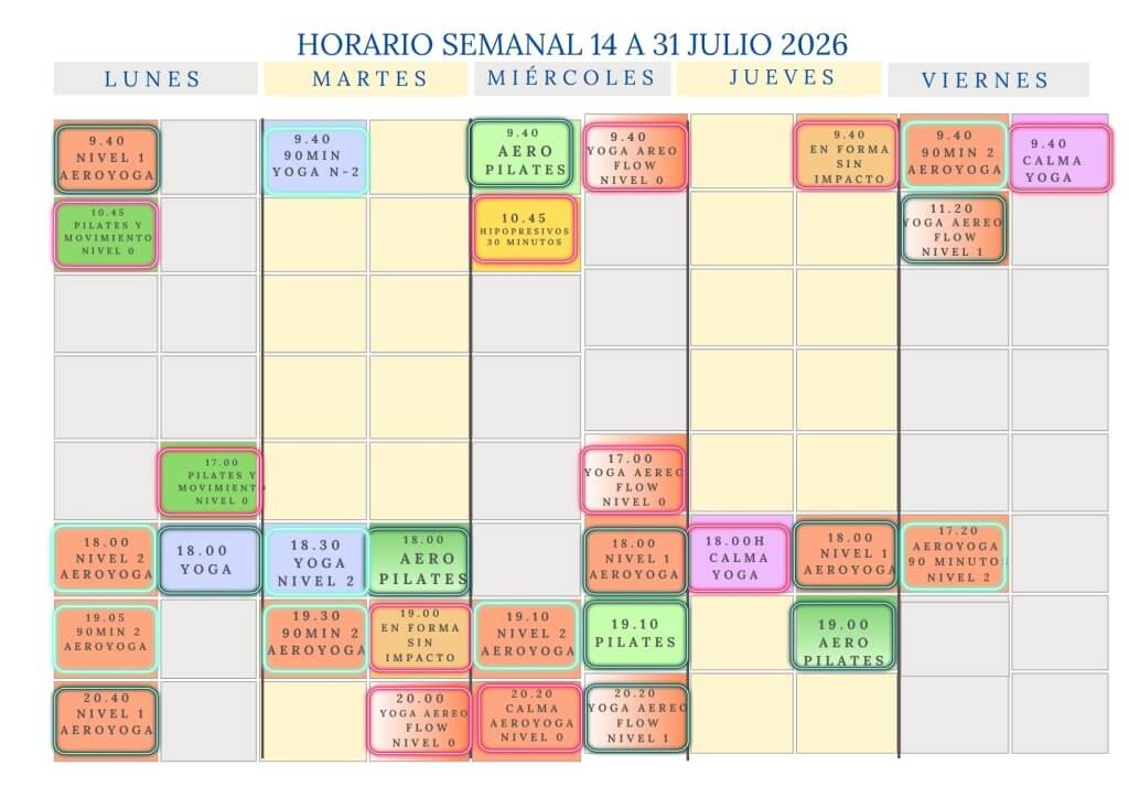 horario clases julio